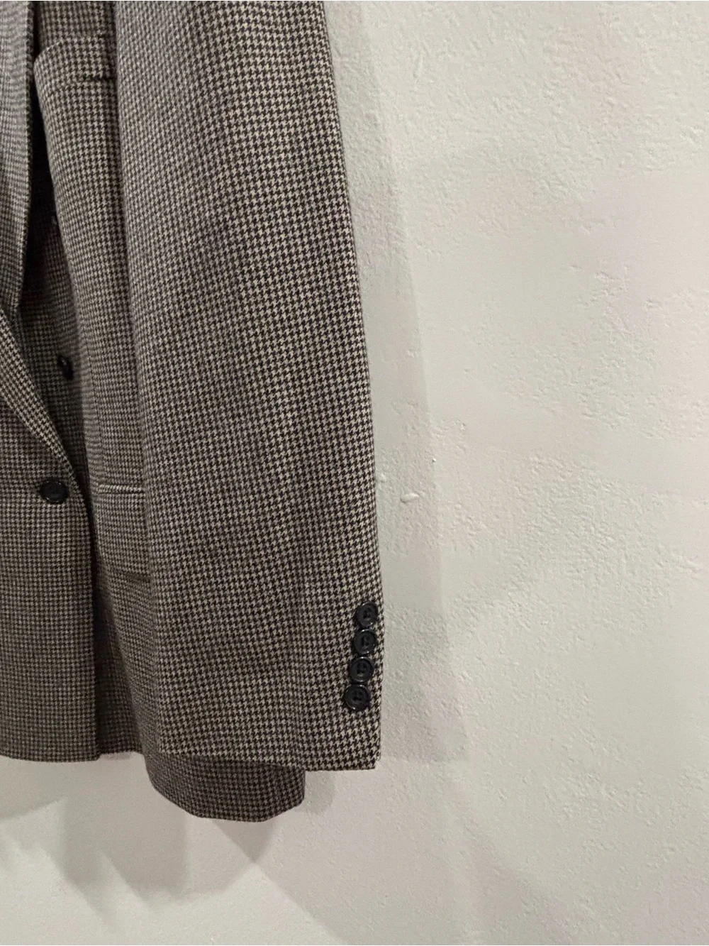 Oscar de la Renta Double-Breasted Houndstooth Blazer in Brown and Black